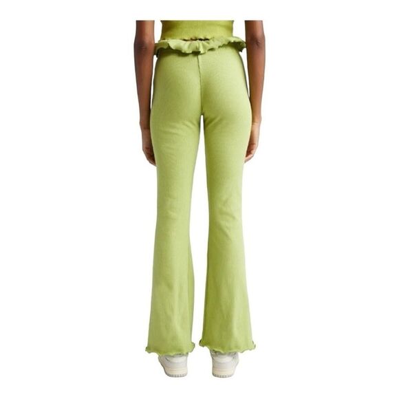 Sammy B NWT Kenny Slim Fit Flared Ribbed Jersey Pants in Green - Picture 8 of 11